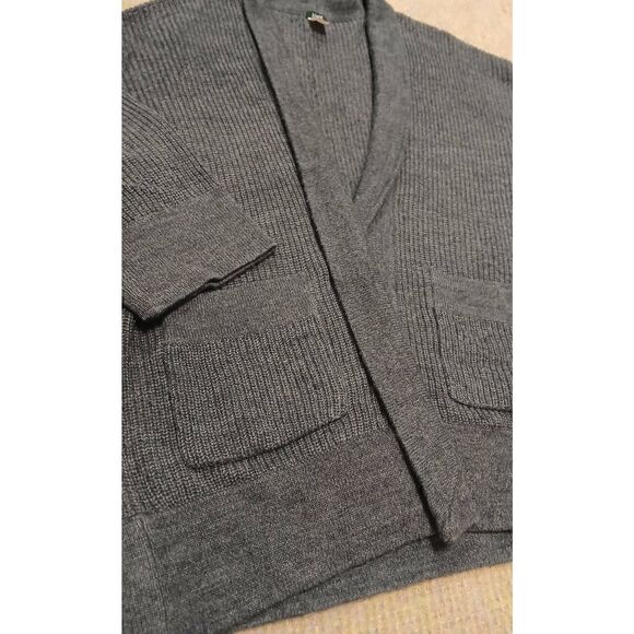 J crew womens XL Fine alpaca cardigan Wool sweater dark gray with pockets - Picture 4 of 8